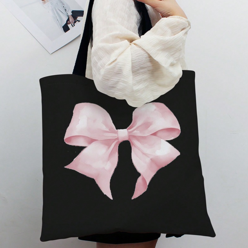 Women'S Work Bags Tote - ROMWE Kawaii Bow 패턴 캔버스 숄더백