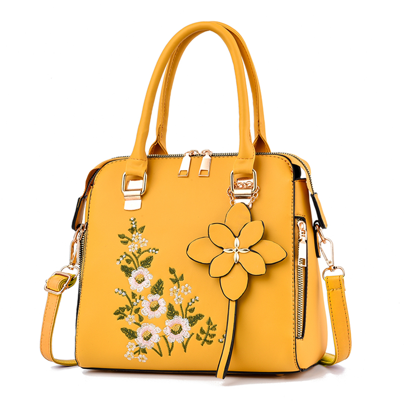 Women Bags Collection - 꽃무늬 디테일 숄더백, 직장용 트렌디한 지퍼