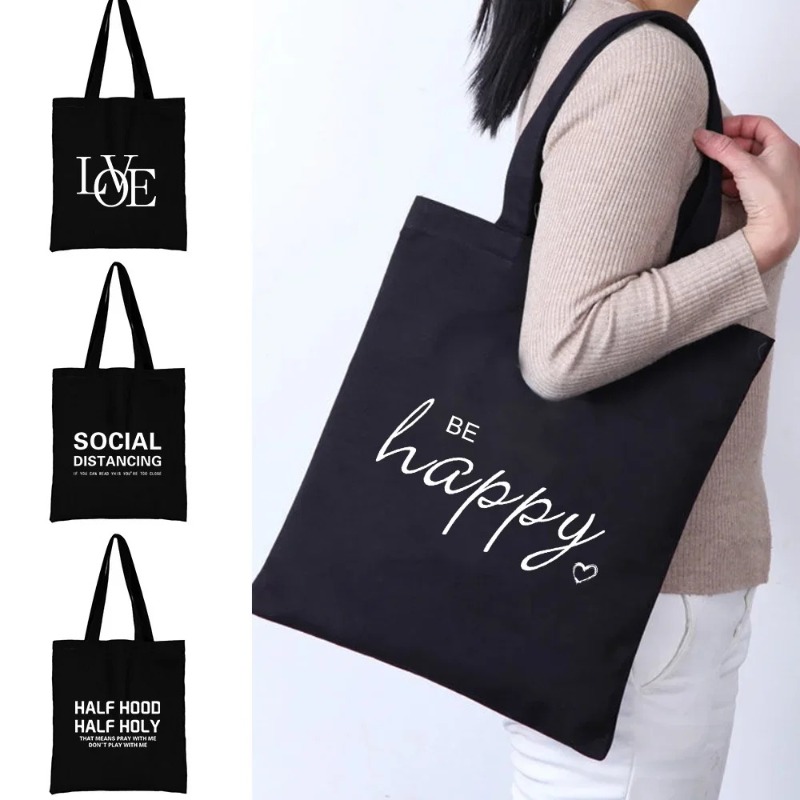 Women'S Work Bags Tote - 카와이 만화 오렌지 고양이 프린트 블랙