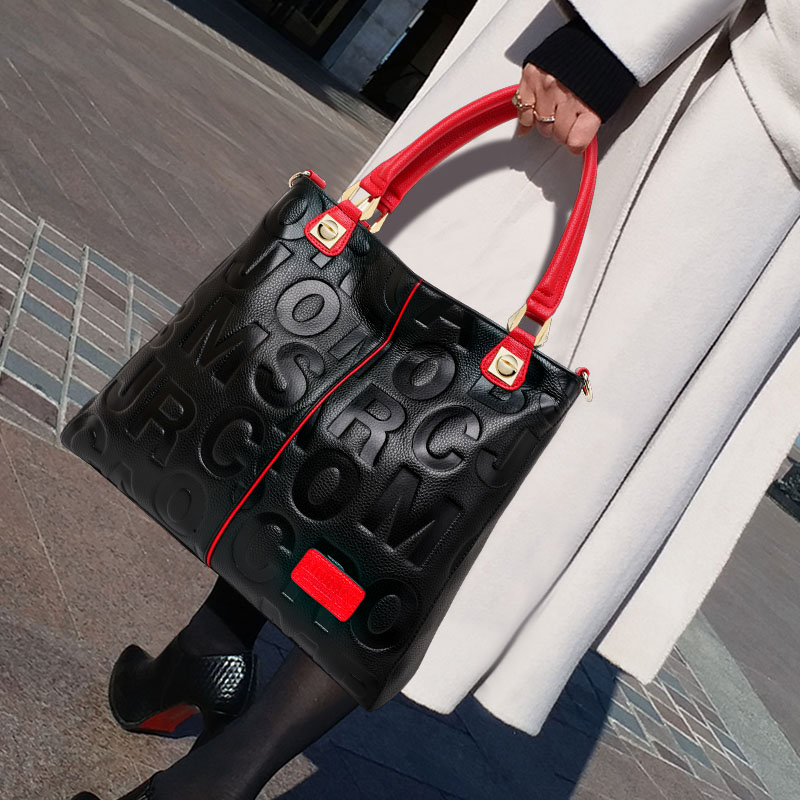 Women'S Work Bags Tote - 정품 소가죽 엠보싱 레터 토트백 탈부착