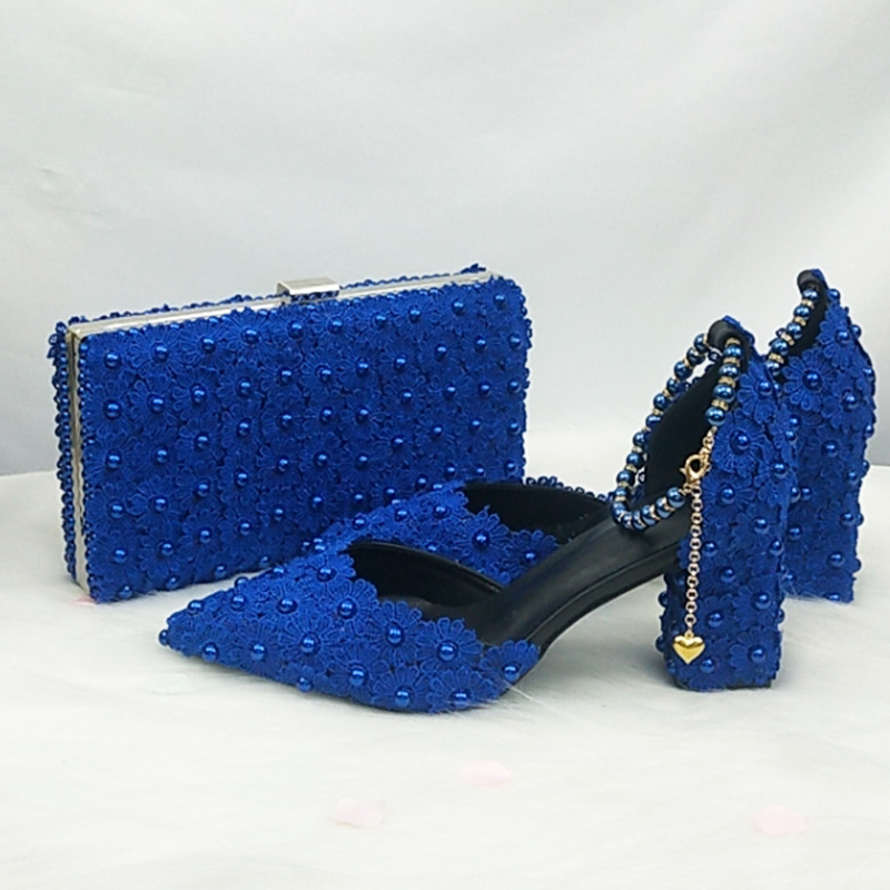 Women Bags And Shoes - 바오야팡 블루 화이트 비즈 스트랩 진주