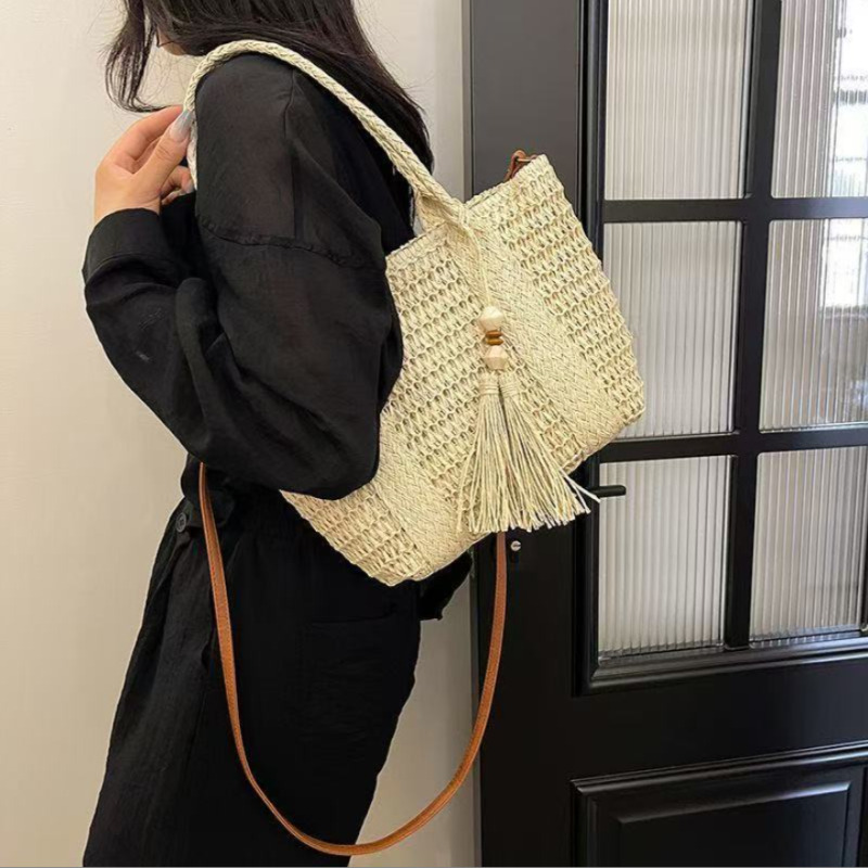 Woven Straw Bag - 새로운 스타일 여성용 밀짚 핸드백 대용량