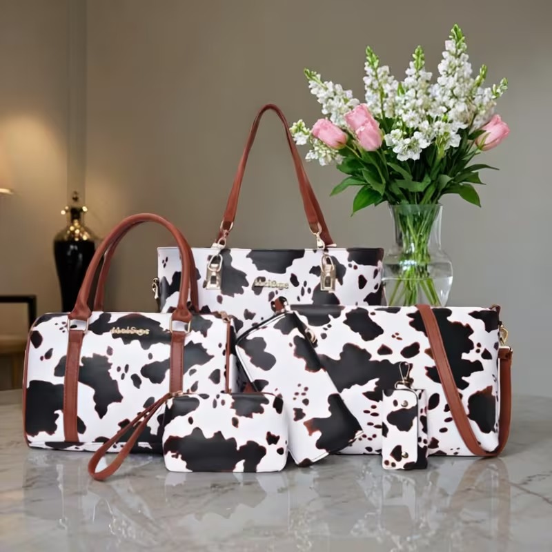 Women Bags Crossbody - 6종 PU 패션 카우 패턴 토트백