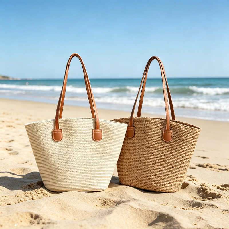 Woven Straw Bag - CLAREGQI 여성용 솔리드 컬러 밀짚 토트백,
