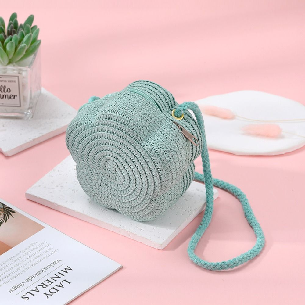 Woven Straw Bag - 고품질 짠 밀짚 숄더백 귀여운 여행용