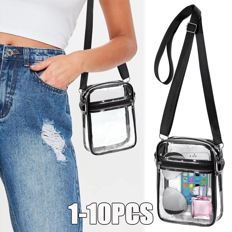Women Bags Crossbody - 1-10개 여성용 투명 크로스바디 백, 지퍼와