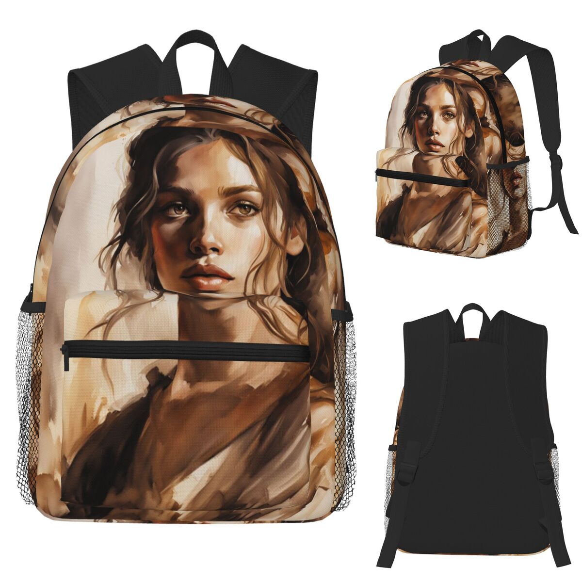 Women Bags Next - 옆집 소녀 수채화 그림 학생 배낭