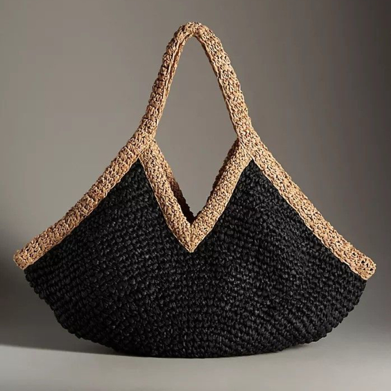 Woven Straw Bag - 여름 신상 핸드메이드 핸드백 대용량 비치