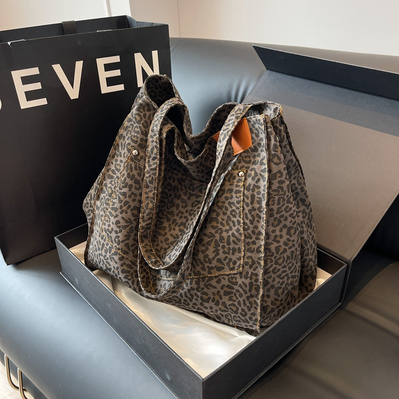 레오파드 패턴 토트백 빈티지 캔버스 숄더백 패션 대용량 - Women'S Work Bags Tote 리뷰 및 가격