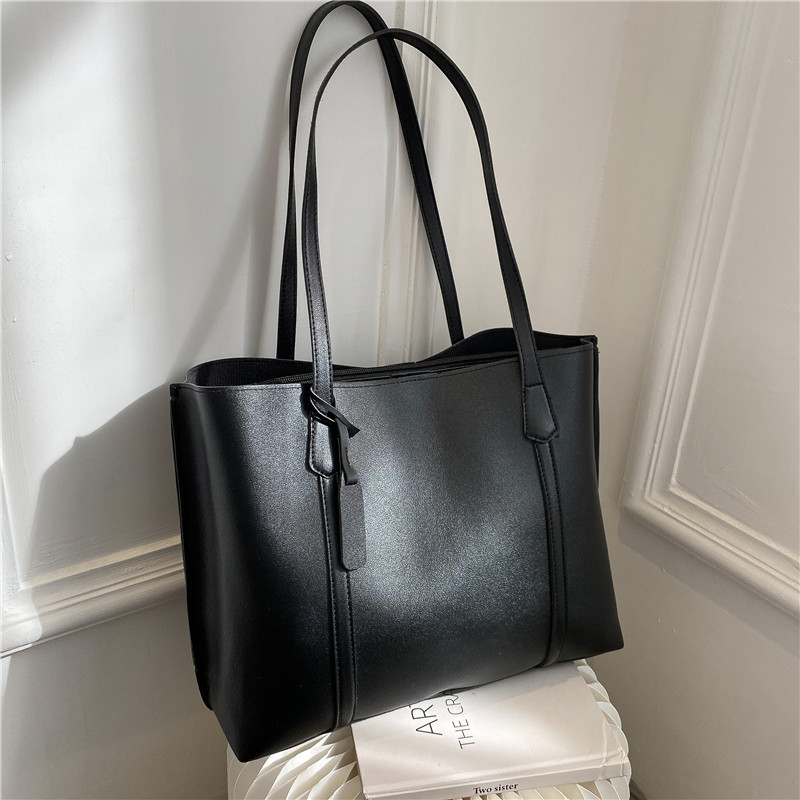 클래식 블랙 인조 가죽 토트백, 대용량 핸드백 숄더백, - Women'S Work Bags Tote 리뷰 및 가격