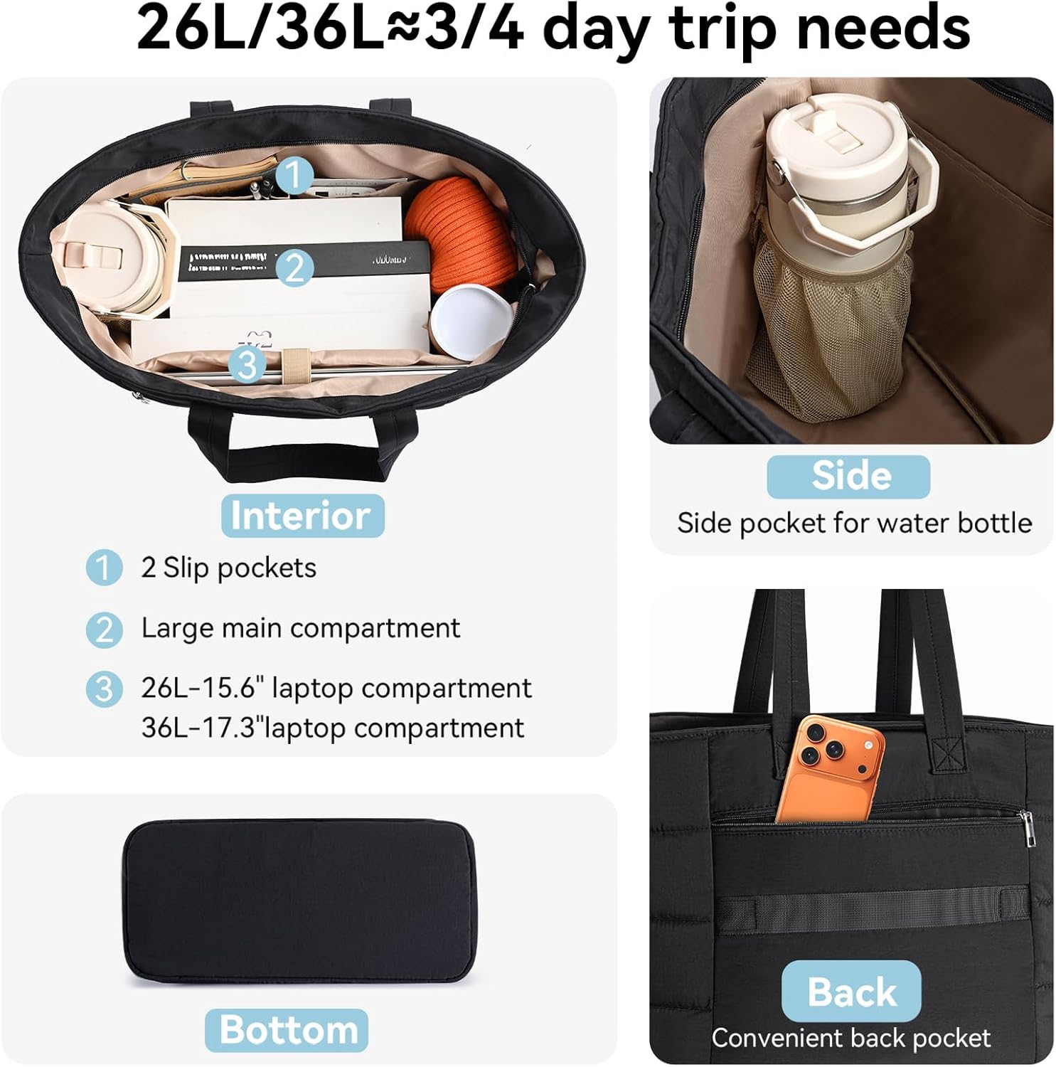 여성용 푸퍼 토트백, 여행, 업무, 헬스장용 가벼운 퍼 - Women'S Work Bags Tote 리뷰 및 가격