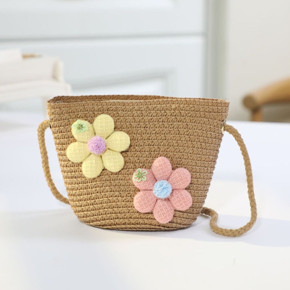 수제 꽃무늬 밀짚 가방 지퍼 동전 지갑 어린이 메신저  - Woven Straw Bag 리뷰 및 가격