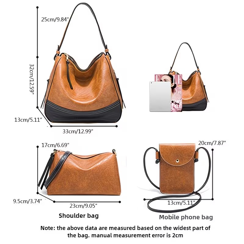 여성 가방 세트 - 4종 세트. 심플한 대비색상, 대용 - Women Bags Crossbody 리뷰 및 가격