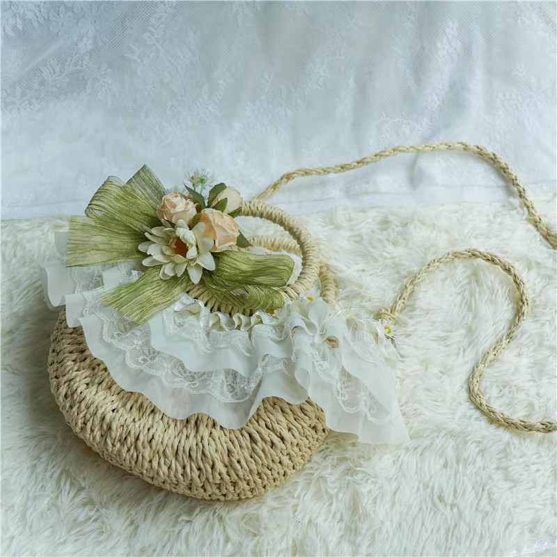 컨트리 스타일 로리타 레이스 밀짚 가방, 클래식 로리타 - Woven Straw Bag 리뷰 및 가격