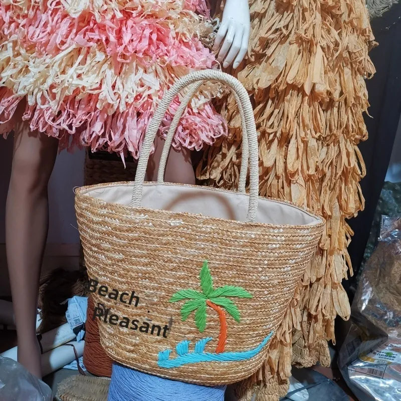수제 자수 밀짚 가방 라탄 플라밍고 대용량 비치 여성  - Women Bags Manufacturer 리뷰 및 가격
