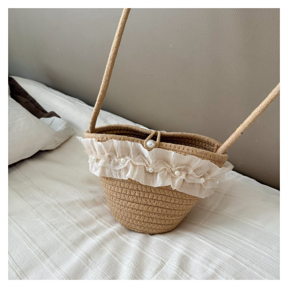 키즈 여름 밀짚모자 & 가방 세트, 귀여운 손잡이 레이 - Woven Straw Bag 리뷰 및 가격