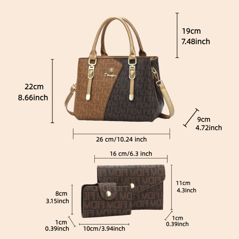 3피스 여성 가방 세트, 고급 프리미엄 가죽 프린트 여 - Women Bags Daily Use 리뷰 및 가격