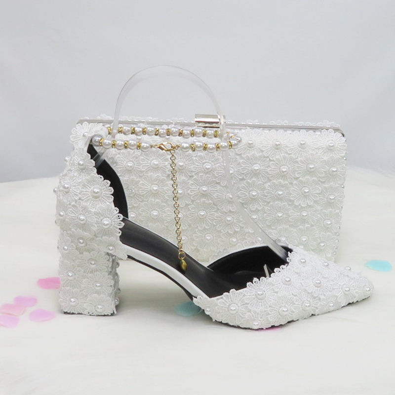 바오야팡 블루 화이트 비즈 스트랩 진주 웨딩 슈즈 신부 - Women Bags And Shoes 리뷰 및 가격