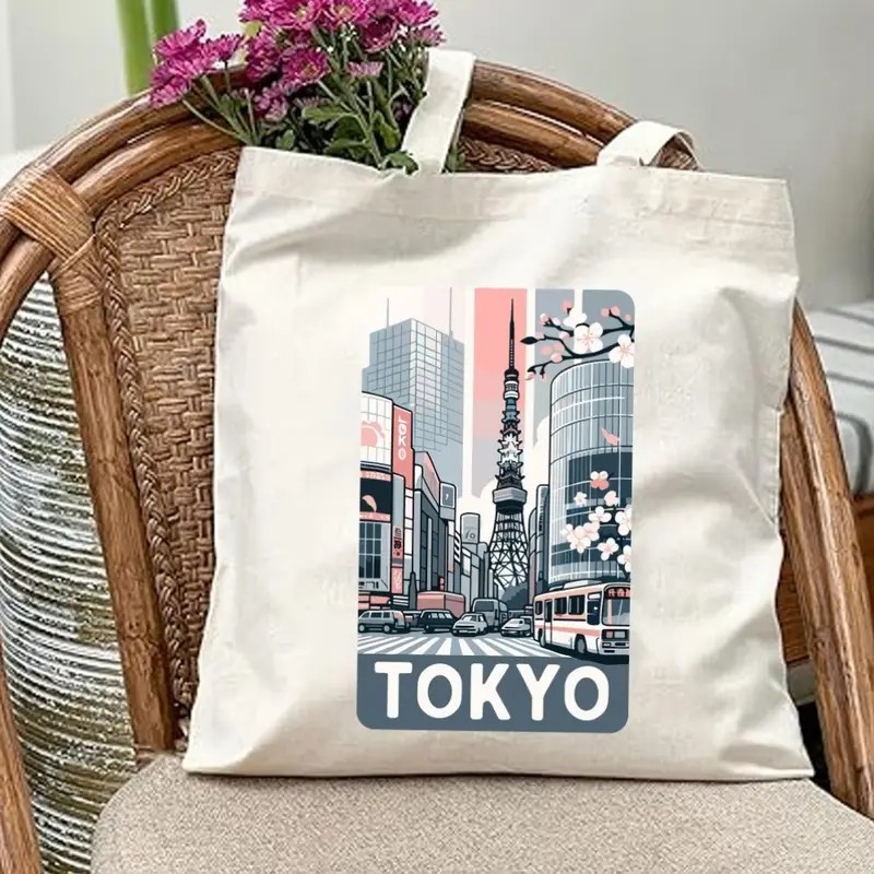 미적 감각이 돋보이는 도쿄 도시 풍경 캔버스 토트백 - - Women Bags Collection 리뷰 및 가격