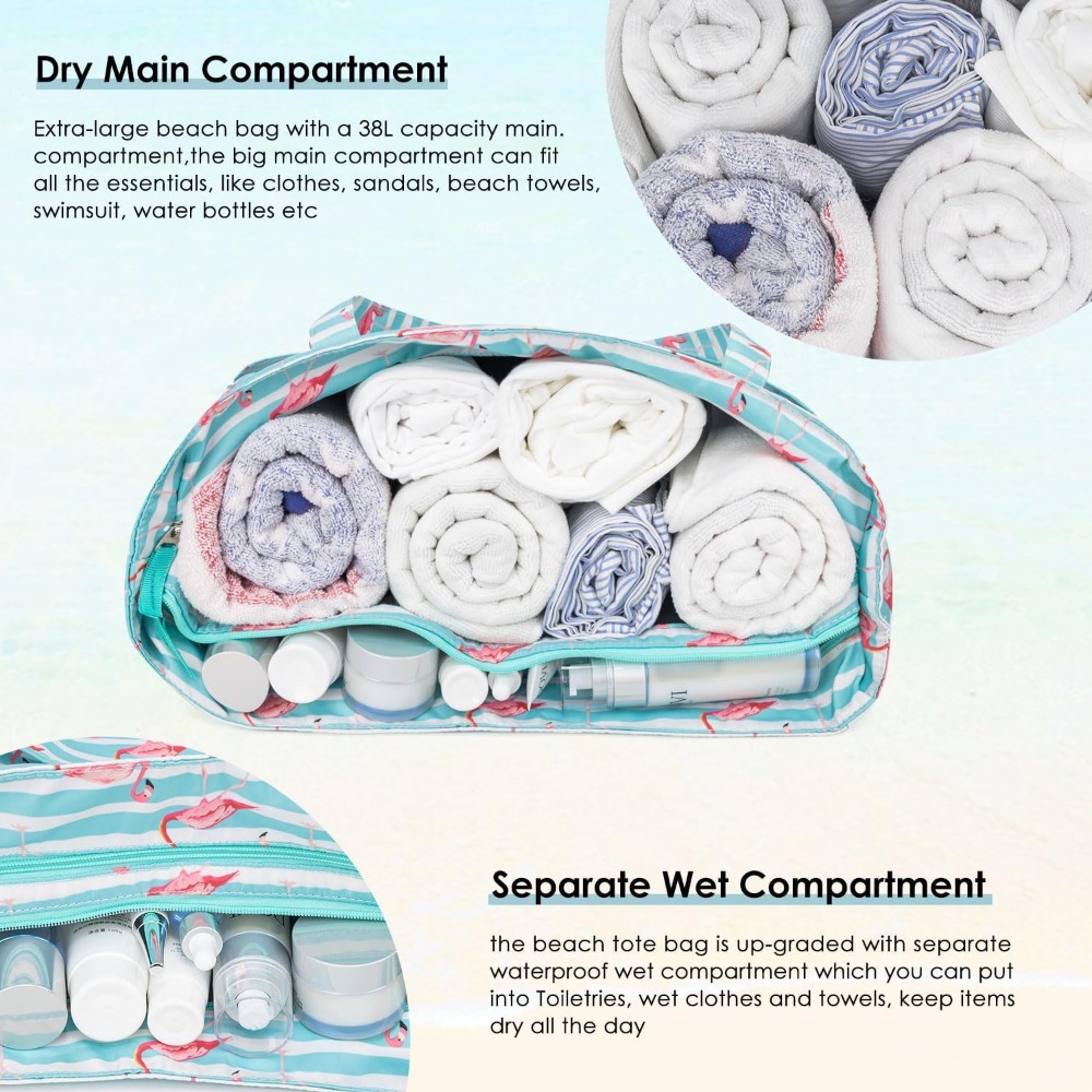 여성용 방수 모래방지 비치백, 대형 지퍼 비치백 (헬스 - Women Bags Large 리뷰 및 가격