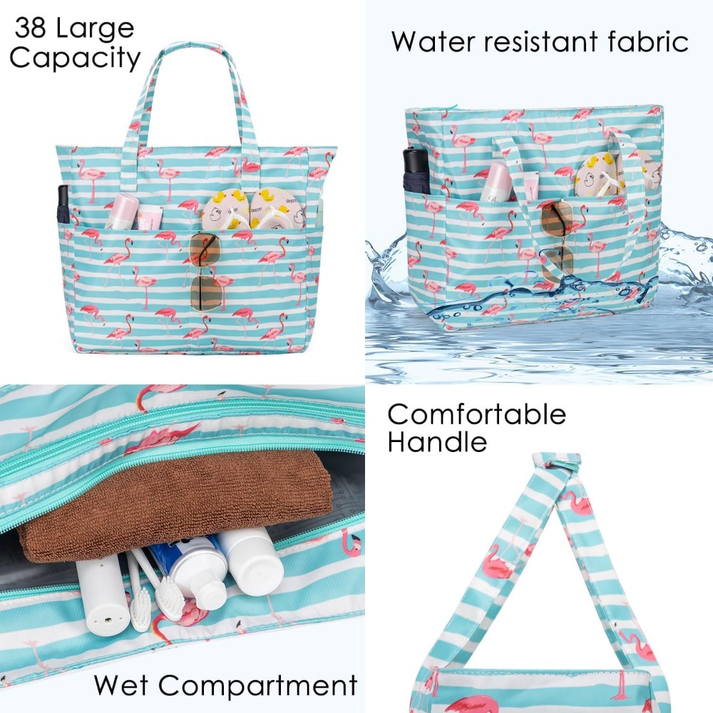 여성용 방수 모래방지 비치백, 대형 지퍼 비치백 (헬스 - Women Bags Large 리뷰 및 가격