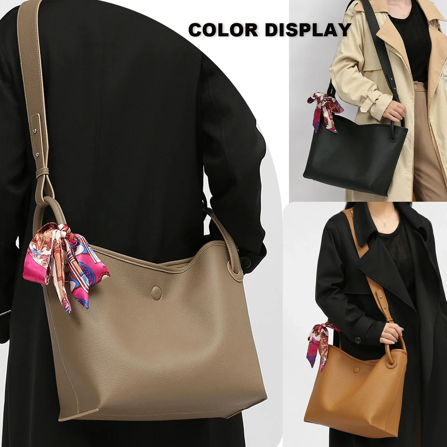 라이트 럭셔리 고급 여성용 토트백 PU 가죽 솔리드 컬 - Women Bags Crossbody 리뷰 및 가격