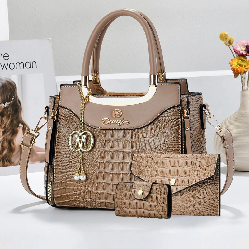여성용 크로커다일 텍스처 핸드백 세트, 3종 컬러 블록 - Women Bags Crossbody 리뷰 및 가격