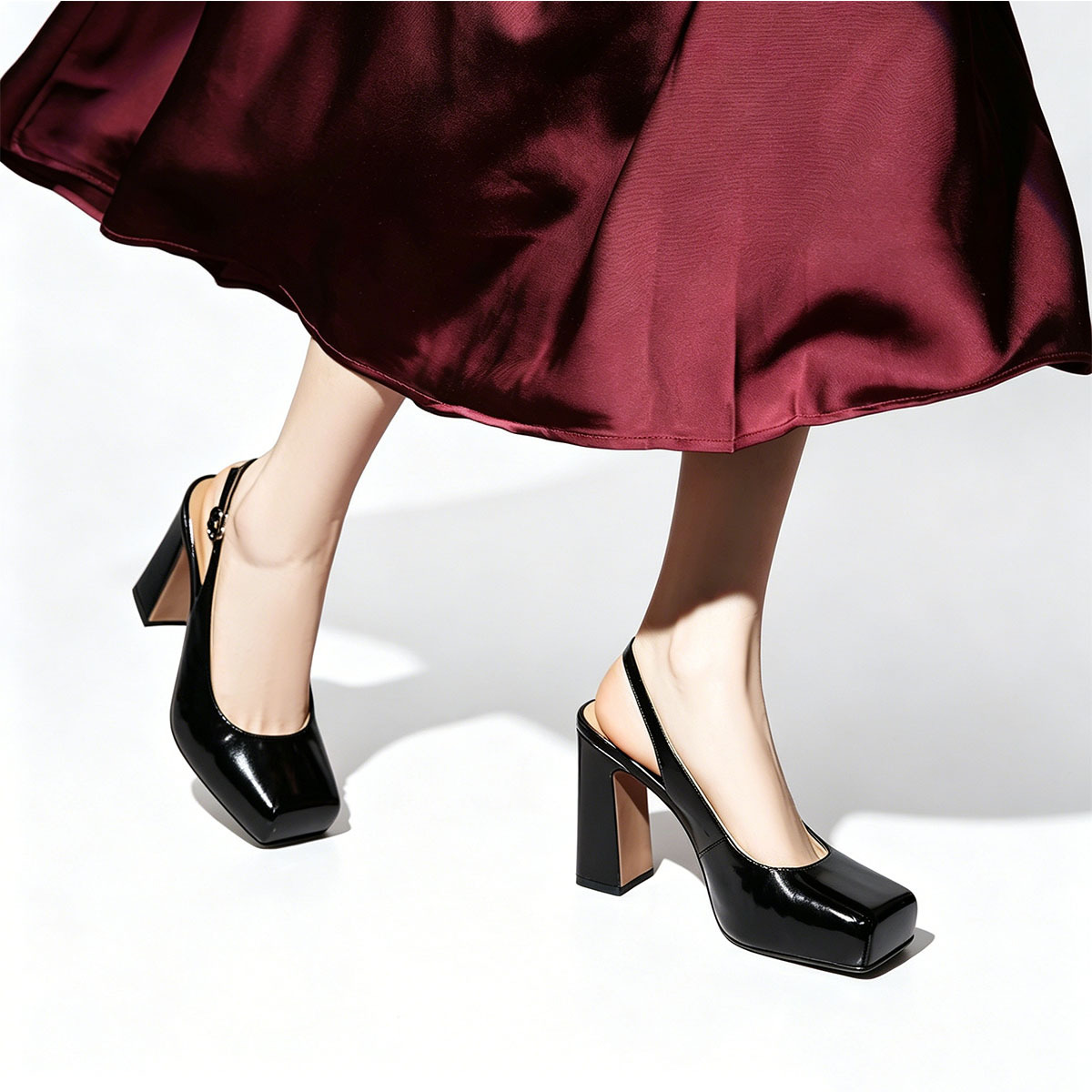 소가죽 통굽 웨딩 슈즈 사각 앞코 주름 장식 얕은 입구 - Women Bags And Shoes 리뷰 및 가격