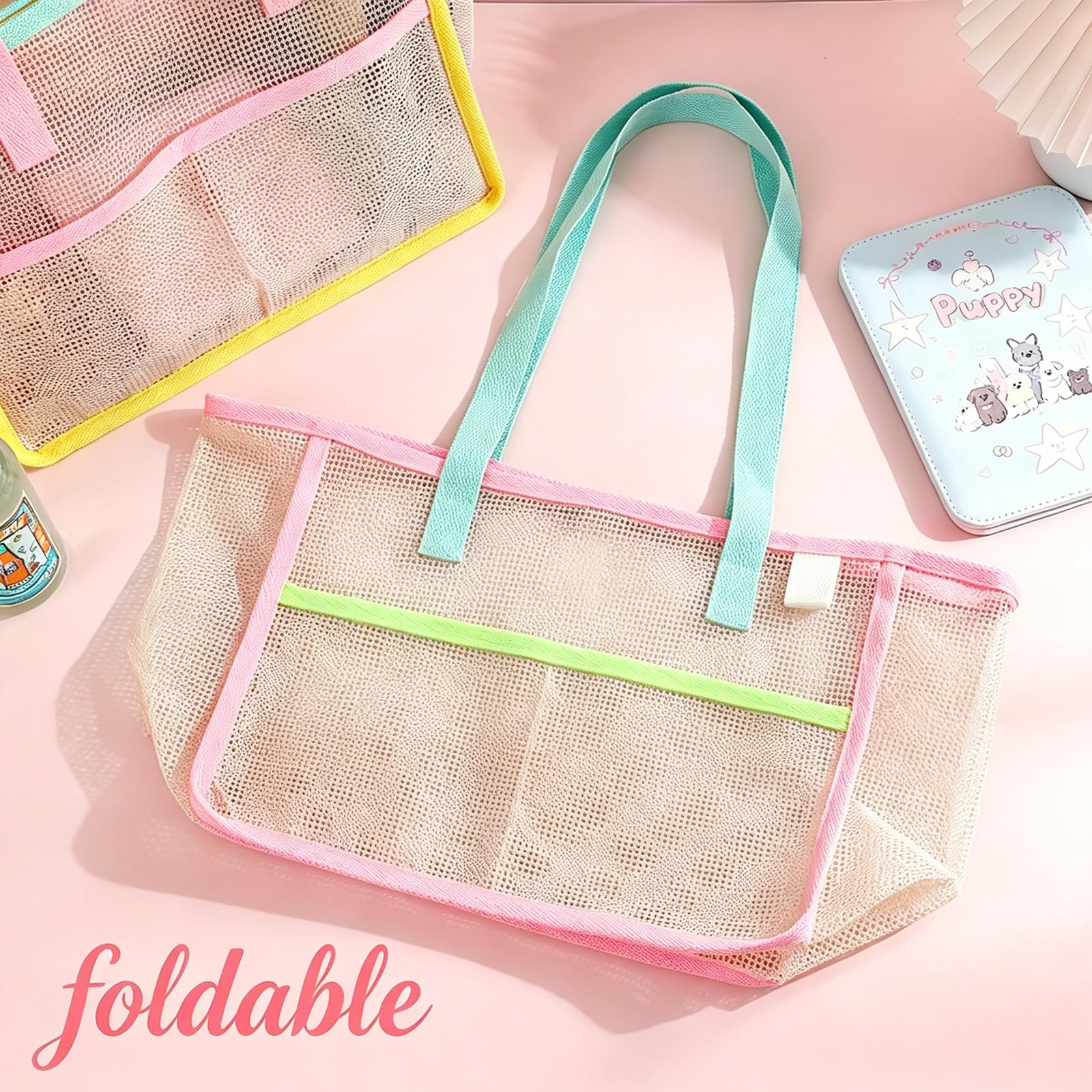 여성용 비치백, 화려한 접이식 그물망 모래 가방, 여행 - Women Bags Daily Use 리뷰 및 가격