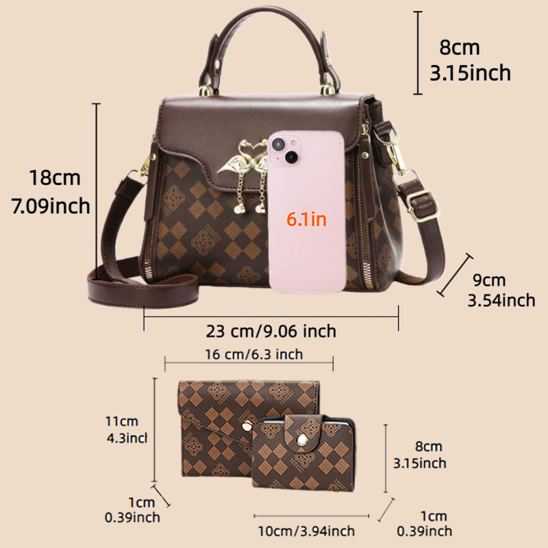 3피스 여성 가방 세트, 가벼운 럭셔리 프린트 여성 크 - Women Bags Crossbody 리뷰 및 가격