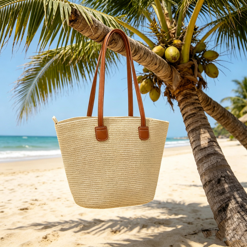 CLAREGQI 여성용 솔리드 컬러 밀짚 토트백, PU - Woven Straw Bag 리뷰 및 가격