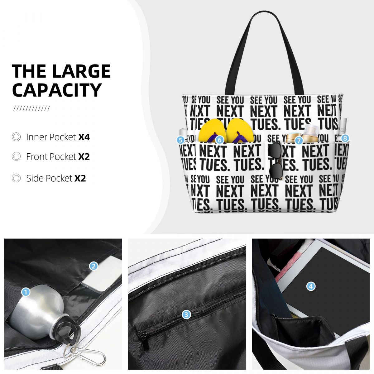 다음 화요일에 만나요 스웨어링 비치 토트백 스포츠 짐  - Women Bags Next 리뷰 및 가격