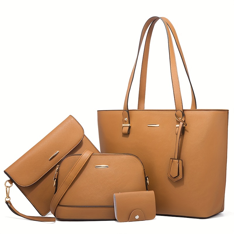 4종 세트 여성 가방 세트 단색 토트백 레트로 여성 크 - Women Bags Daily Use 리뷰 및 가격