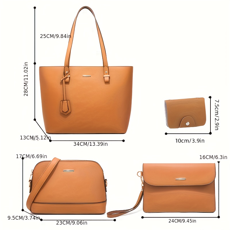 4종 세트 여성 가방 세트 단색 토트백 레트로 여성 크 - Women Bags Daily Use 리뷰 및 가격