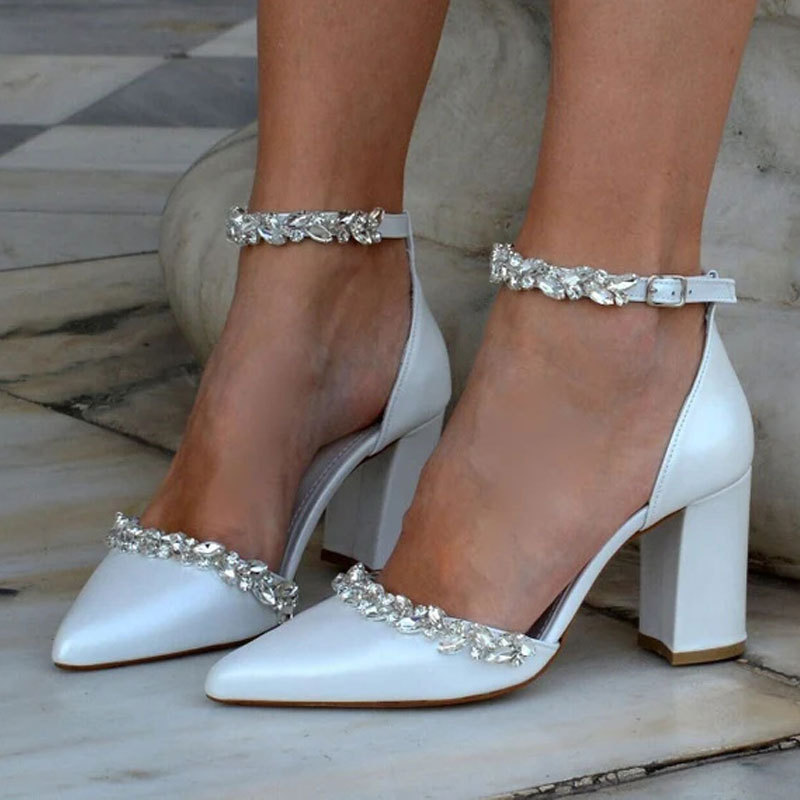 뾰족한 굽 두꺼운 굽 봄 여름 신상 라인스톤 여성스러운 - Women Bags And Shoes 리뷰 및 가격