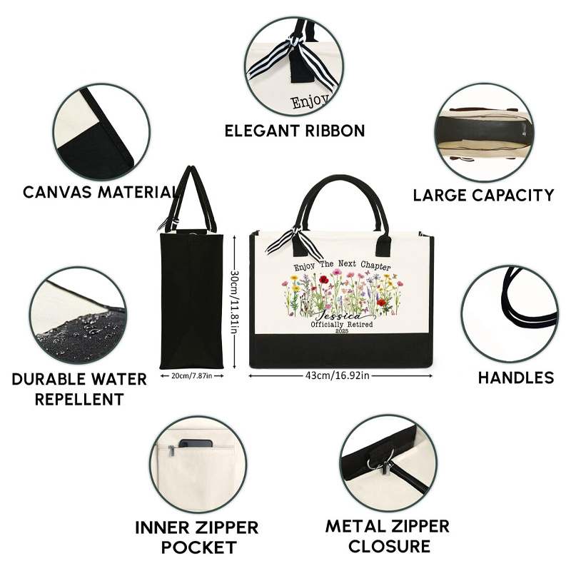 개인 맞춤형 은퇴 테마 흑백 토트백 메이크업 가방 세트 - Women Bags Next 리뷰 및 가격