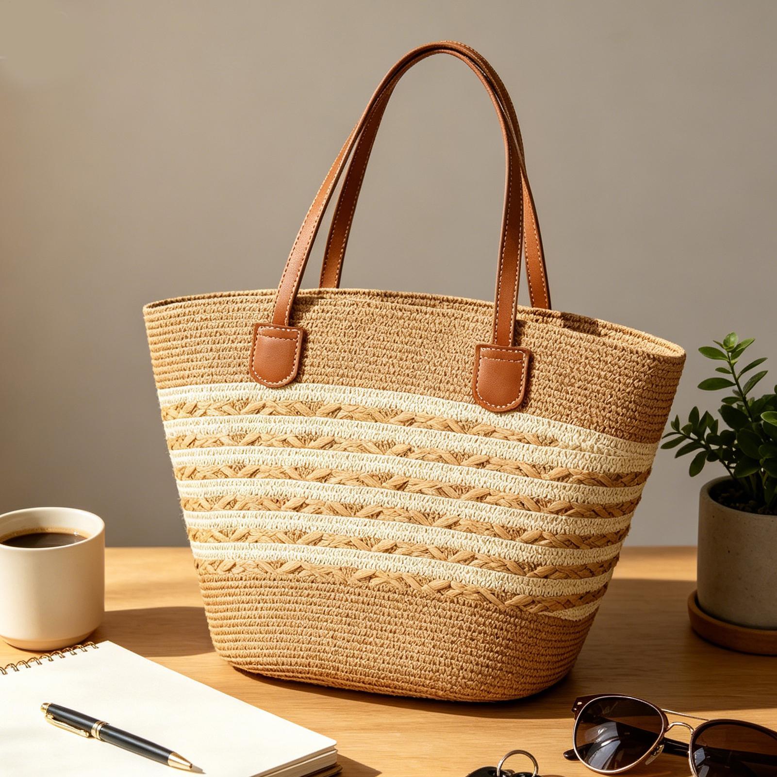 우아하고 세련된 새로운 대형 보헤미안 스타일 밀짚 토트 - Women Bags Large 리뷰 및 가격