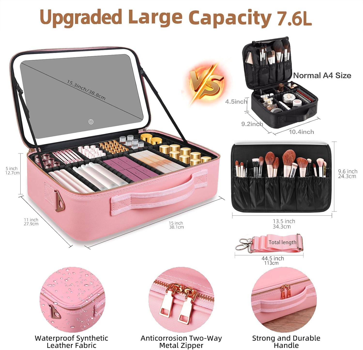 대용량 메이크업 가방 15''X11'' LED 거울 3 - Women Bags Large 리뷰 및 가격